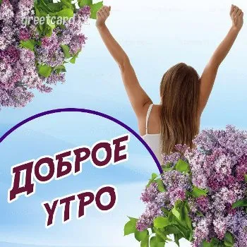 Картинка: пожелание доброго утра с цветами сирени