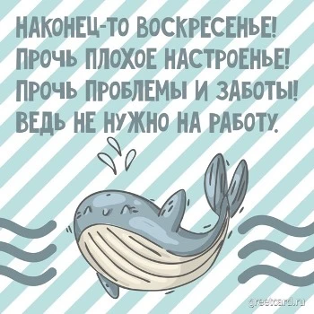 Картинка с воскресеньем и китом с пожеланием