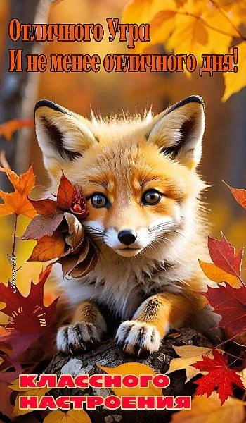 Осенняя открытка с лисой