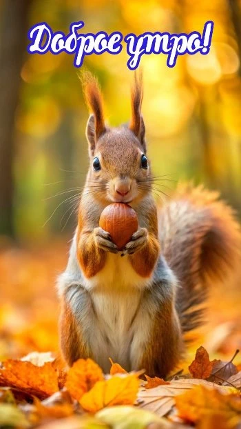 С добрым осенним утром картинка с белкой