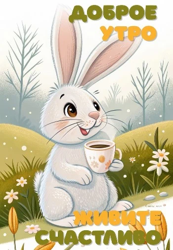 Доброе весеннее утро с зайчиком и кофе