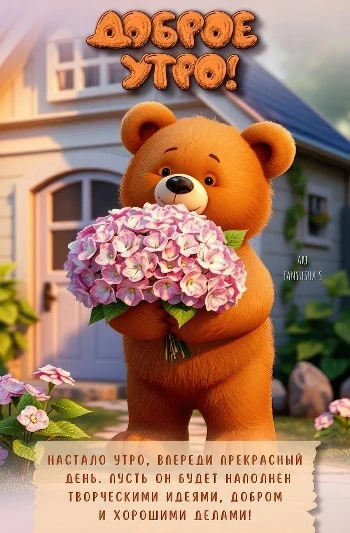 Мишка желает доброго весеннего утречка