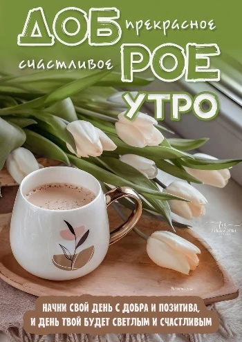 Открытка на весеннее утро с тюльпанами