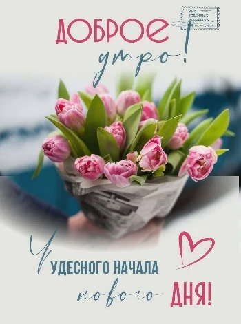 Доброе весеннее утро с букетом цветов