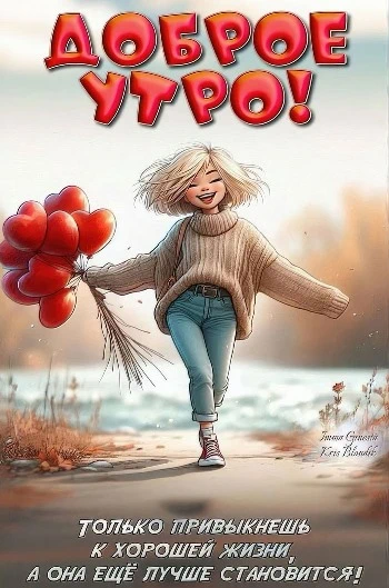 Веселая открытка с девочкой и шариками