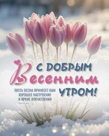 Пожелание доброго утра с тюльпанами