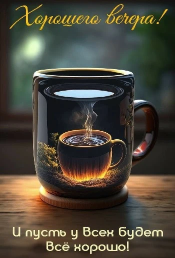 Пожелание доброго вечера с красивой чашечкой Пожелание доброго вечера с красивой чашечкой