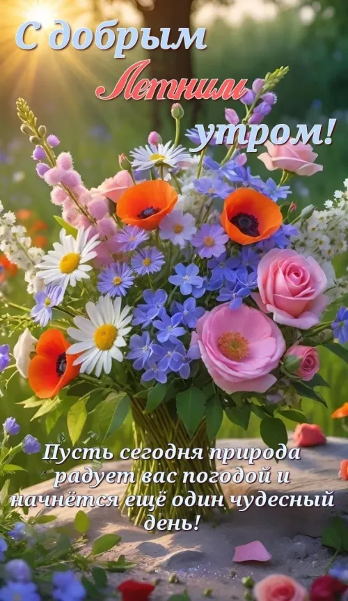 Цветочный букет с добрым летним утром
