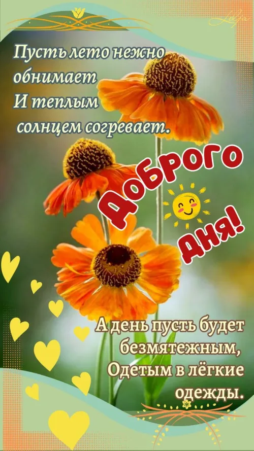 Летние пожелания с цветами и солнцем