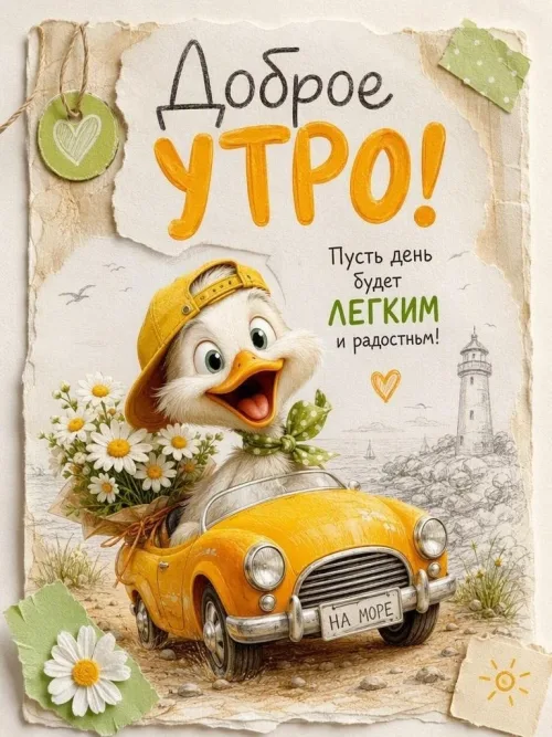 Птица в цветах: весенний прикольный Доброе утро