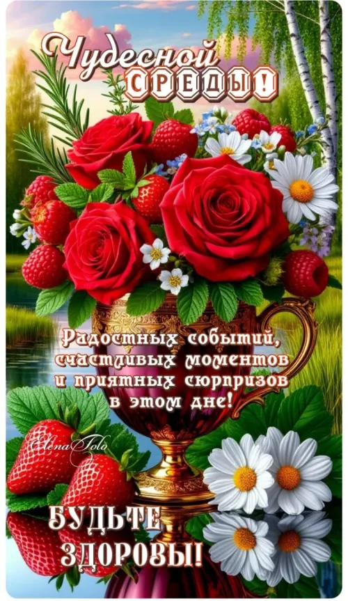 Красивые открытки с доброй средой и цветами