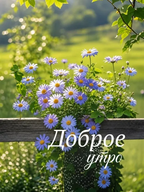Позитивная открытка с добрым утром и цветами