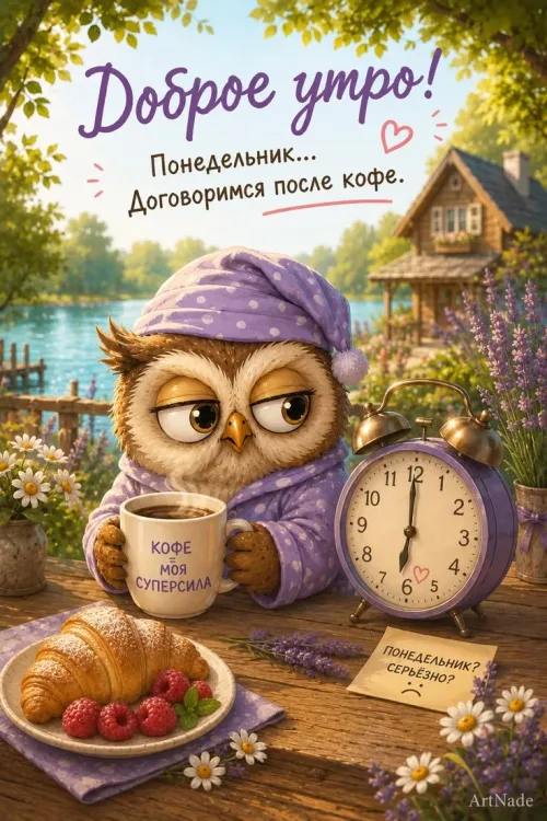 Понедельник: Доброе утро с кофе и совой
