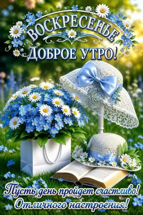Весенний воскресный утренний пейзаж с цветами и книгой