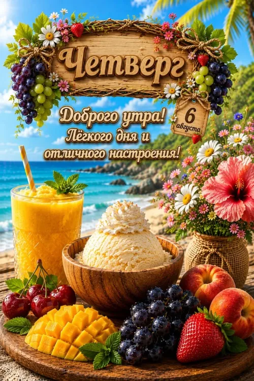 Доброе утро, четверг: позитивное настроение с фруктами и мороженым