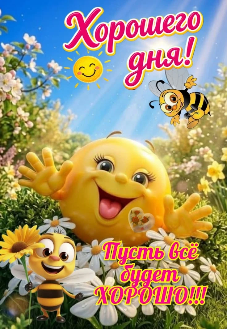 Хорошего дня весенние открытки с пчелами и цветами