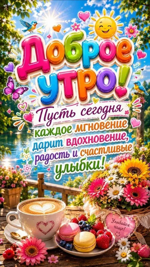 Позитивные открытки с добрым утром и цветами