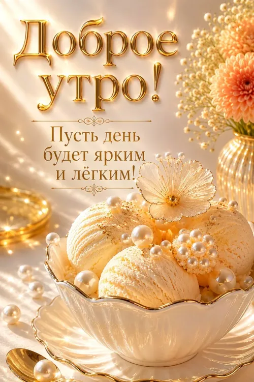Красивая открытка с добрым утром и жемчугом