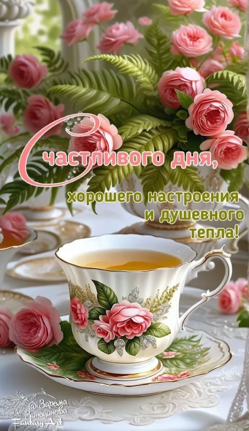 Весенний чай с розами и пожеланиями