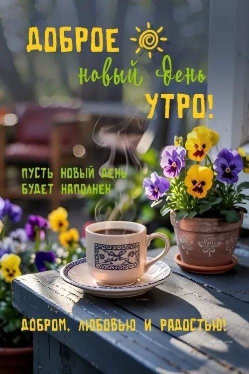 Позитивная открытка с добрым утром и цветами