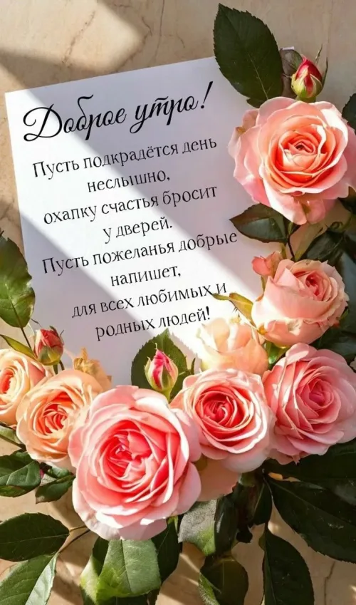 Весенние открытки с добрым утром и розами