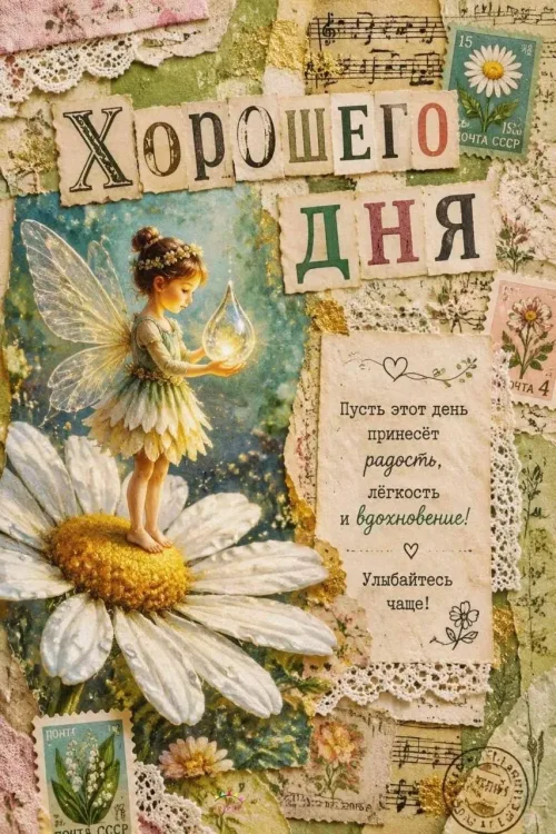 Весенняя открытка с добрым утром и бабочкой