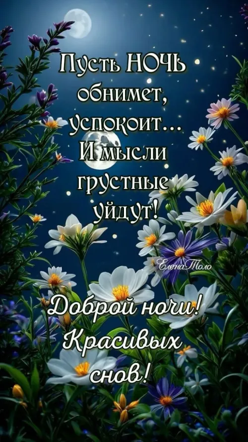 Красивые открытки с доброй ночью и цветами