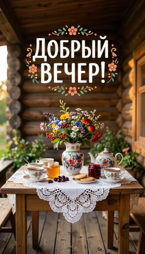 Добрый вечер с чаем и цветами