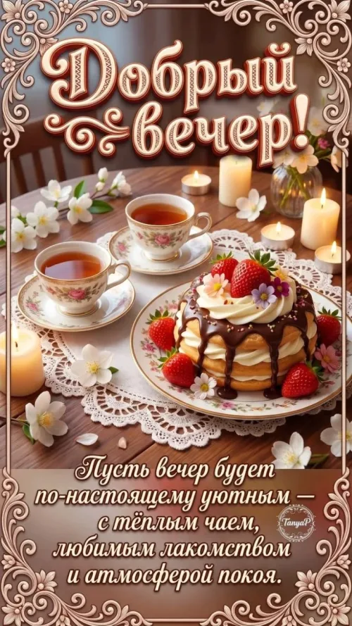Уютный вечер с чаем и тортом