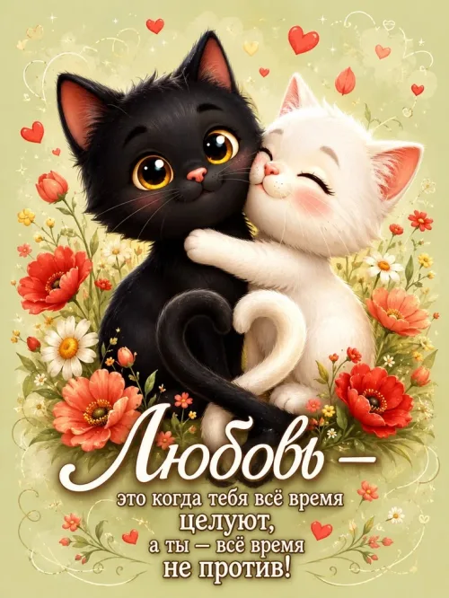 Любовь: Коты и цветы