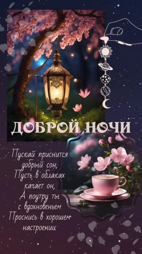Спокойной ночи с цветами и фонарем