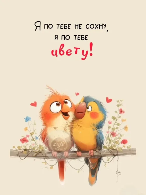 Любовь птиц с цветами