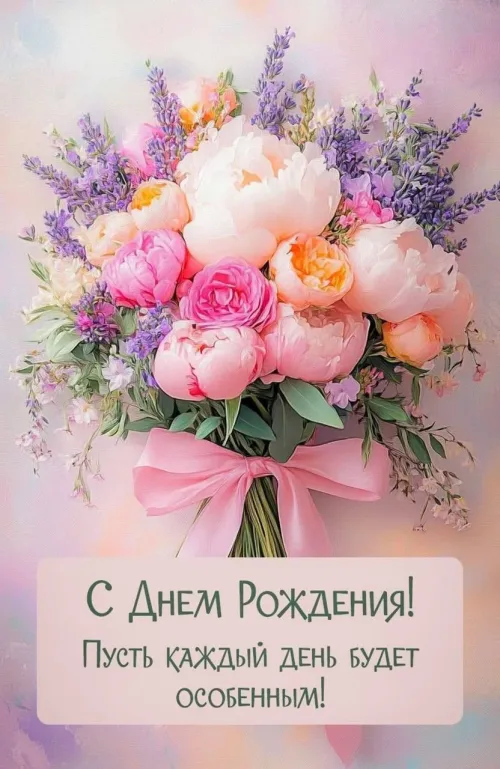 Цветочная открытка с днем рождения женщине