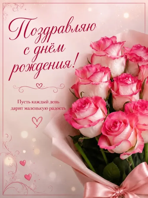 Поздравление с днём рождения: букет роз