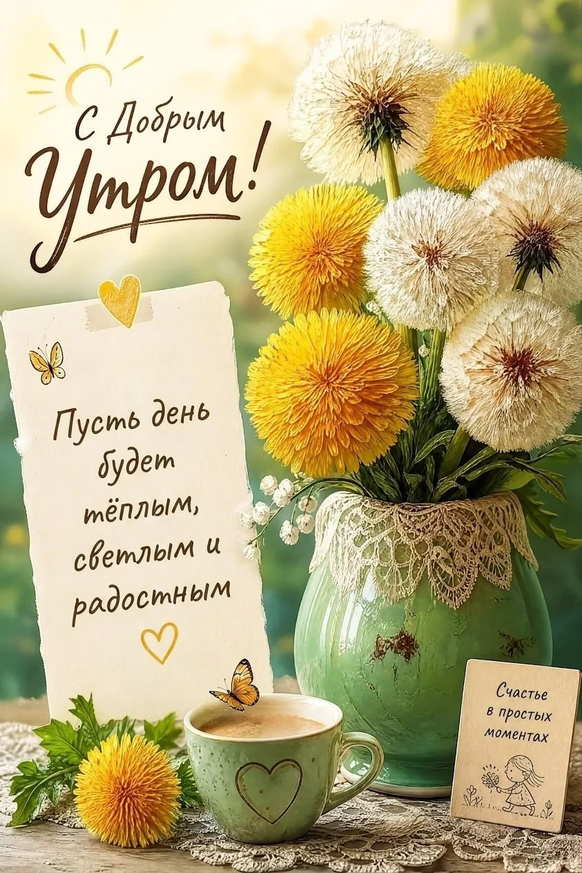Позитивные открытки с добрым утром и весенними цветами