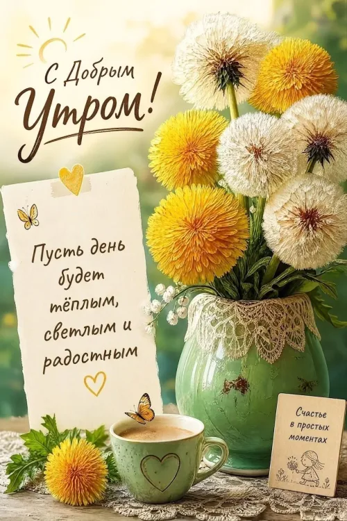 Позитивные открытки с добрым утром и весенними цветами