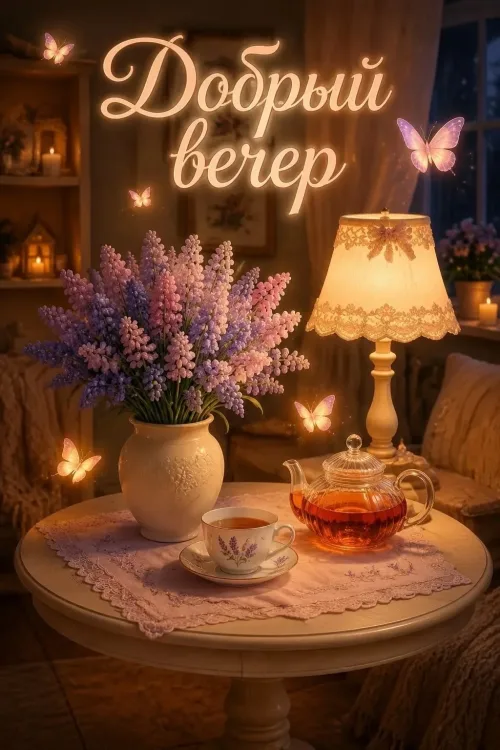 Добрый вечер с чаем и цветами