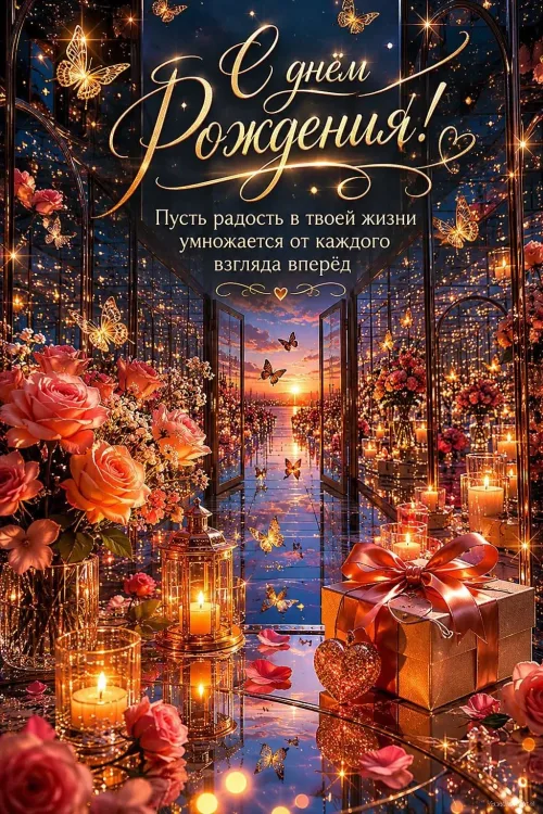 С днём Рождения! Красивые открытки с цветами и бабочками