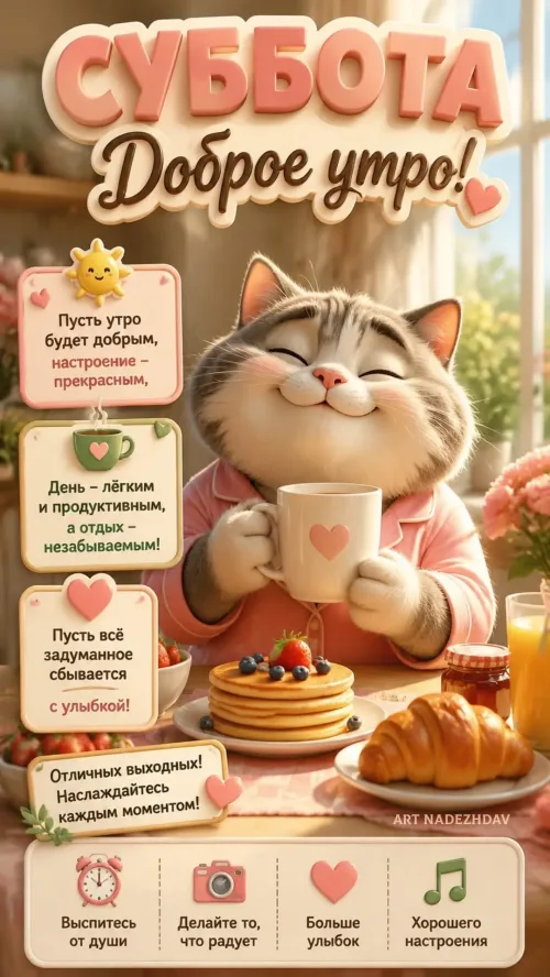Суббота: Доброе утро с котом и кофе