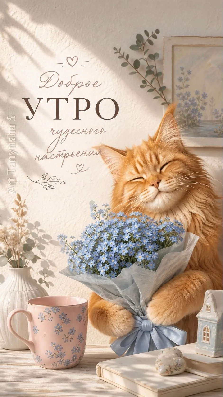 Позитивная открытка с добрым утром и кофе