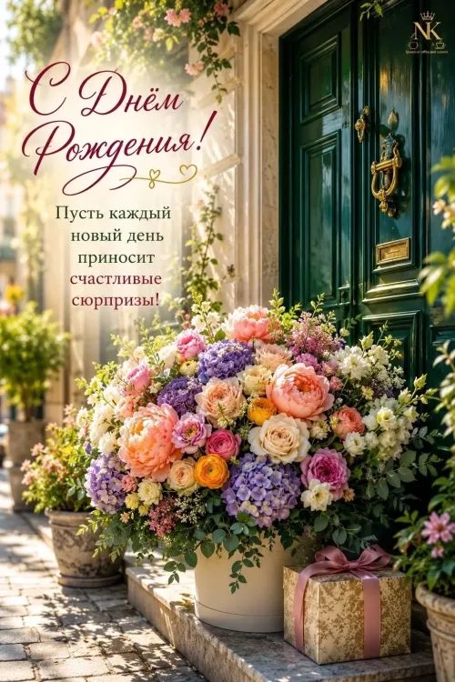 С Днём Рождения! Цветы и подарок