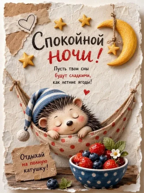 Спокойной ночи! Сонный ежик в кроватке