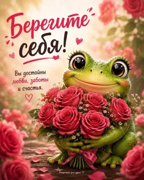 Весенний открытка с розами и пожеланием здоровья