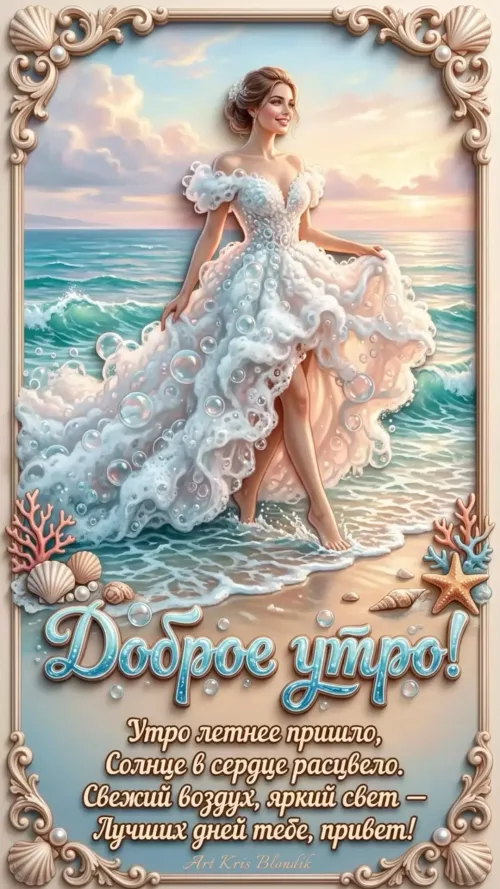 Доброе утро, женщина, морской пейзаж
