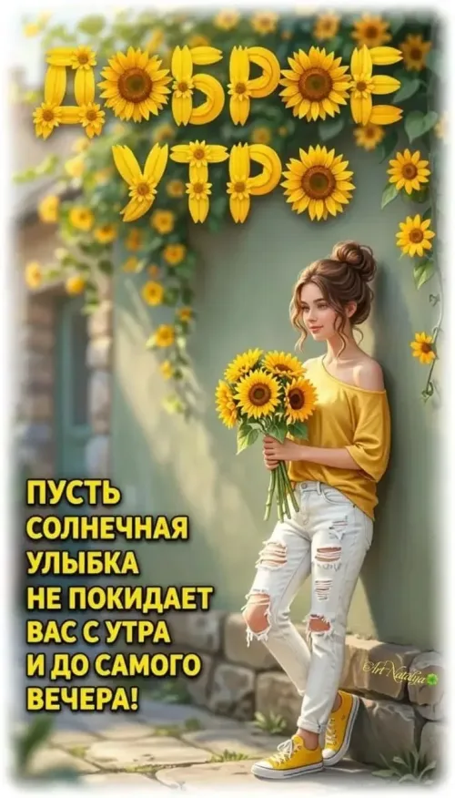 Солнечное утро: открытка для женщины с цветами