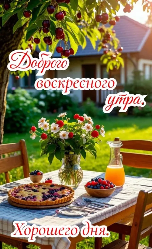 Весенний воскресный утренний завтрак с ягодами и цветами