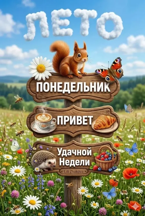 Понедельник с кроликом и цветами