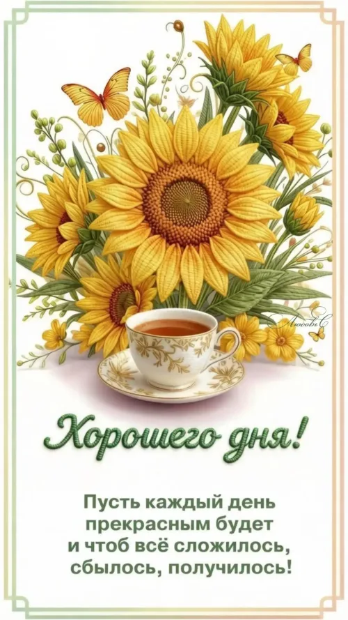 Хорошего дня! Солнцецветы и чай