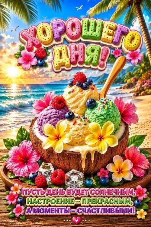 Позитивная открытка с добрым утром и цветами