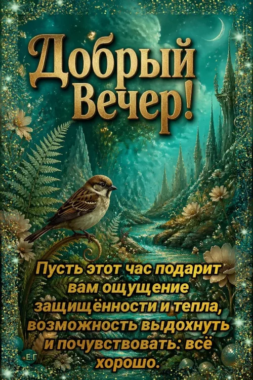 Добрый вечер с птицей и лесом